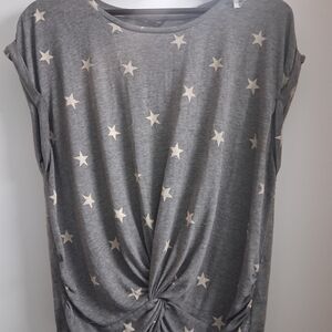 Lucky Brand Gray Star Patterned Tee